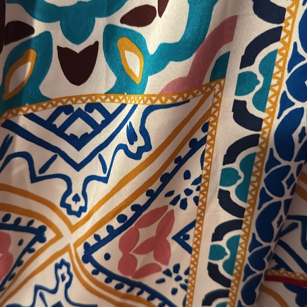 Zara NWT Satin Effect Multicolor Patchwork Print … - image 10